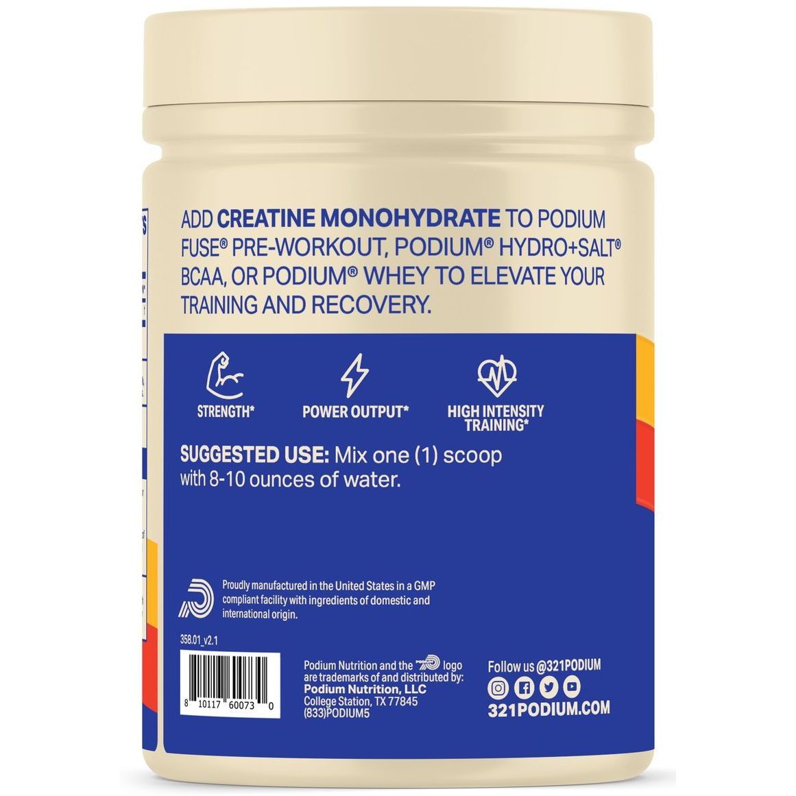 PODIUM Creatine Monohydrate, Bez Příchuti
