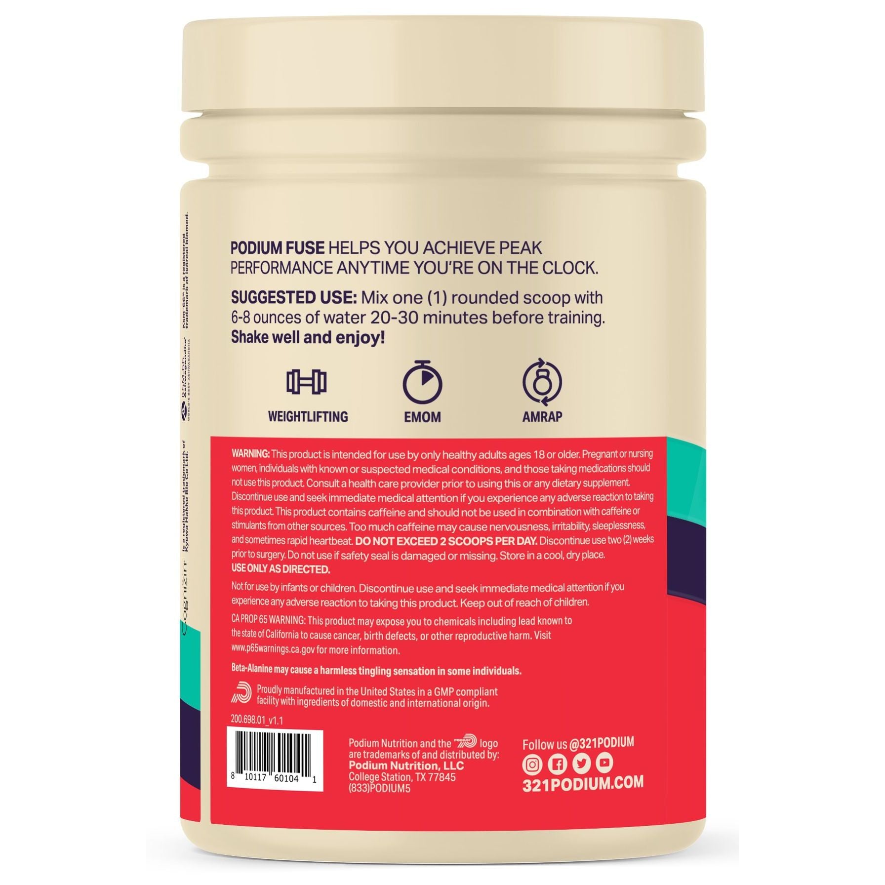 PODIUM FUSE Pre Workout, Modrá Malina